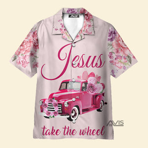 Avis89 Car Jesus Take The Wheel Pink Aloha - Hawaiian Shirt