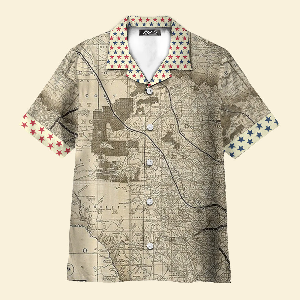 Old Map Of Texas Vintage Unique Hawaiian Shirt For Texas Lovers