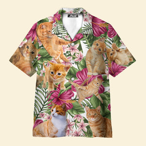 Avis89 Cat Tropical Floral Orange Cat - Hawaiian Shirt