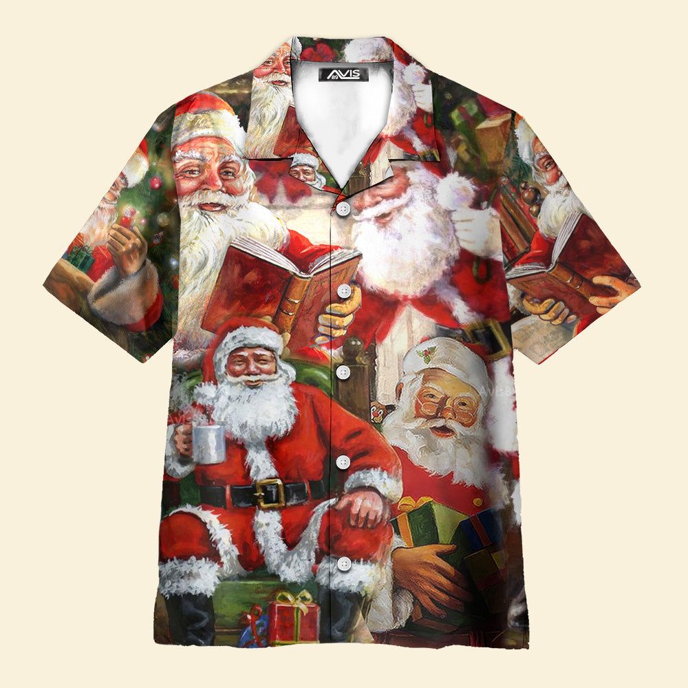 Christmas Santa Claus Story Nights Xmas Painting Style - Hawaiian Shirt