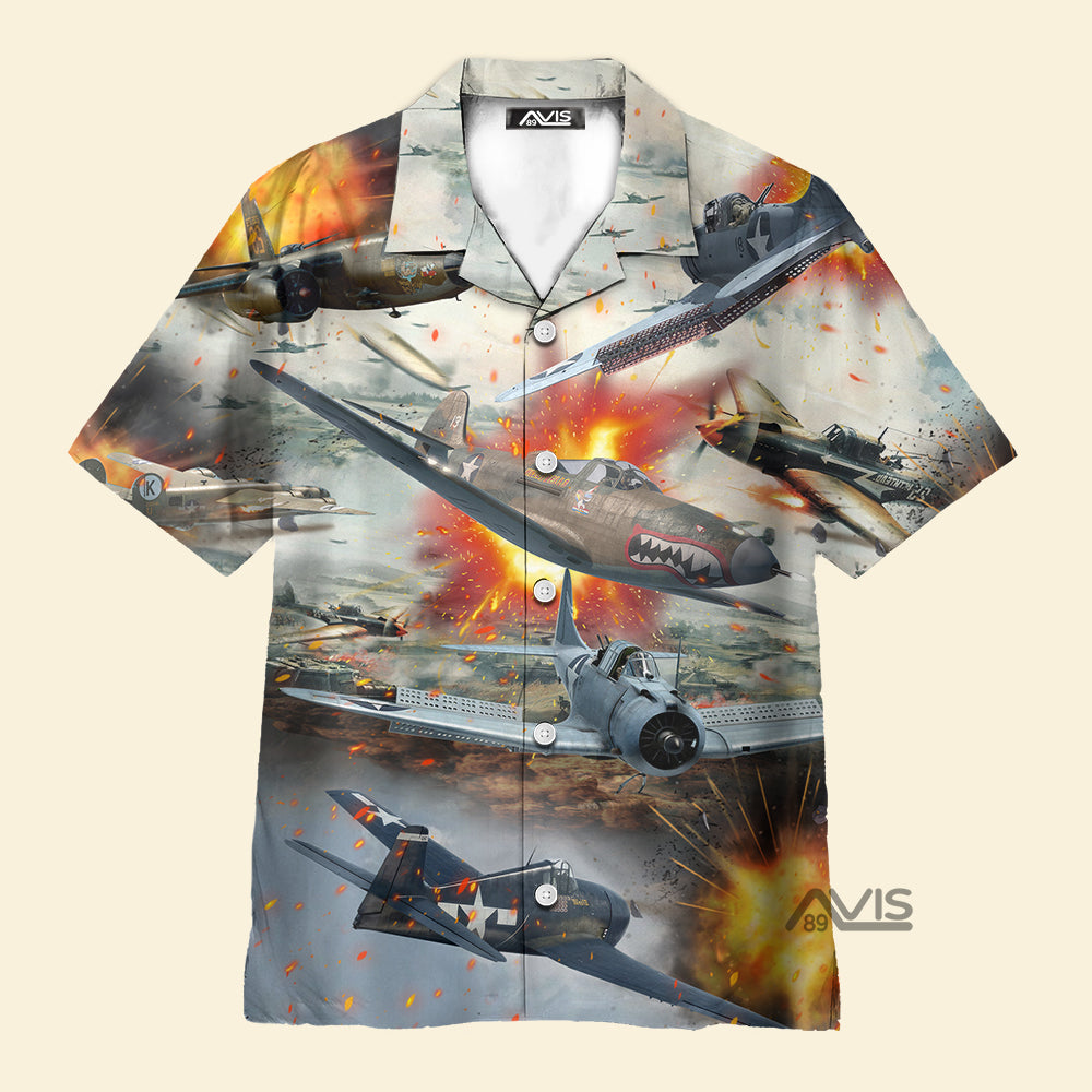 Avis89 Combat Aircraft Fire War - Hawaiian Shirt