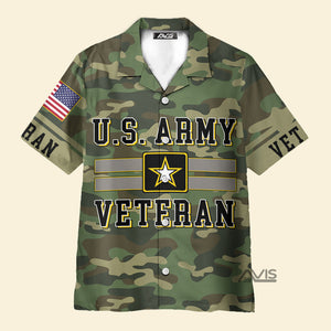 Avis89 US Army Green Camouflage Veteran - Hawaiian Shirt