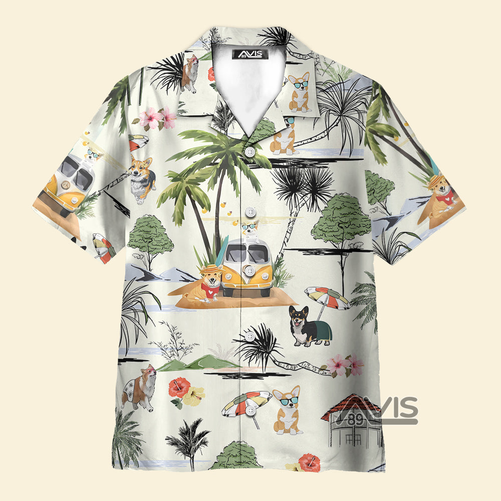 Avis89 Corgi Hawaii Beach - Hawaiian Shirt