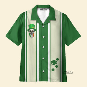 Avis89 St. Patrick's Day Green Hat Skull Stripe - Hawaiian Shirt