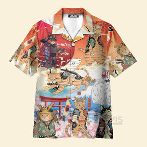 Avis89 Samurai Cat Funny Art Japanese - Hawaiian Shirt