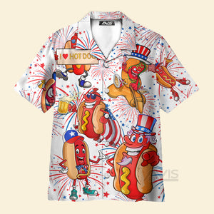 Avis89 Independence Day 4th Of July Funny Hot Dog American Flag - Hawaiian Shirt