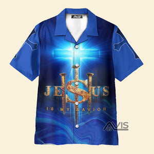 Jesus Is My Savior Blue Aloha - Hawaiian Shirt