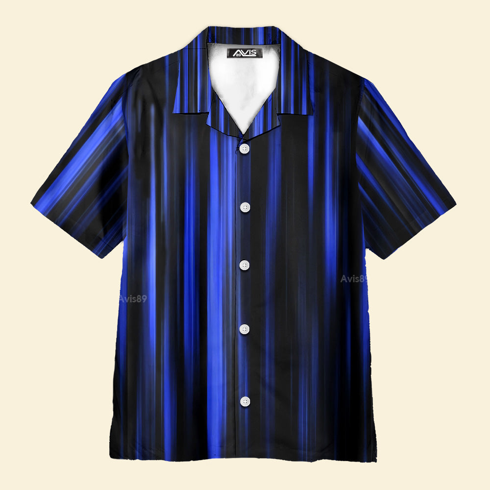 Blue Crazy Striped Flame - Hawaiian Shirt