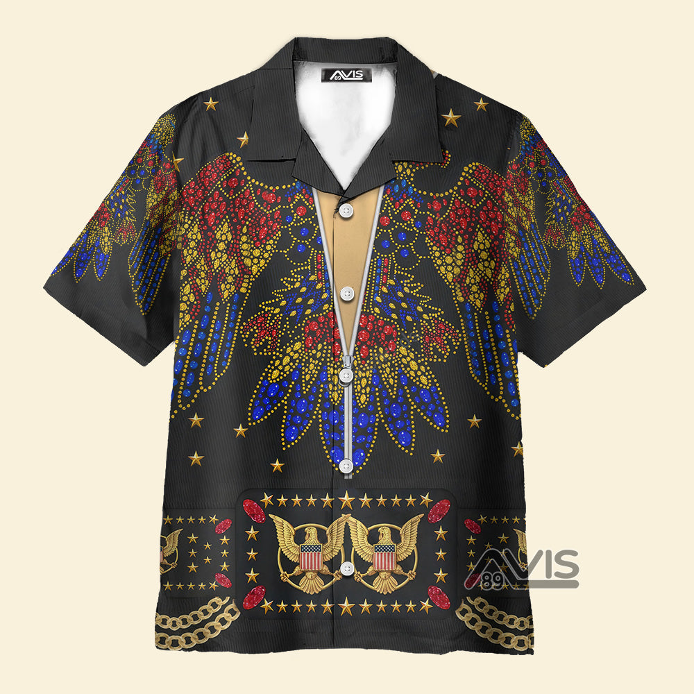 Avis89 Elvis Flower Phoenix Black - Costume Cosplay Hawaiian Shirt