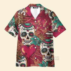 Avis89 Valentine's Day Casual Skull Heart - Hawaiian Shirt