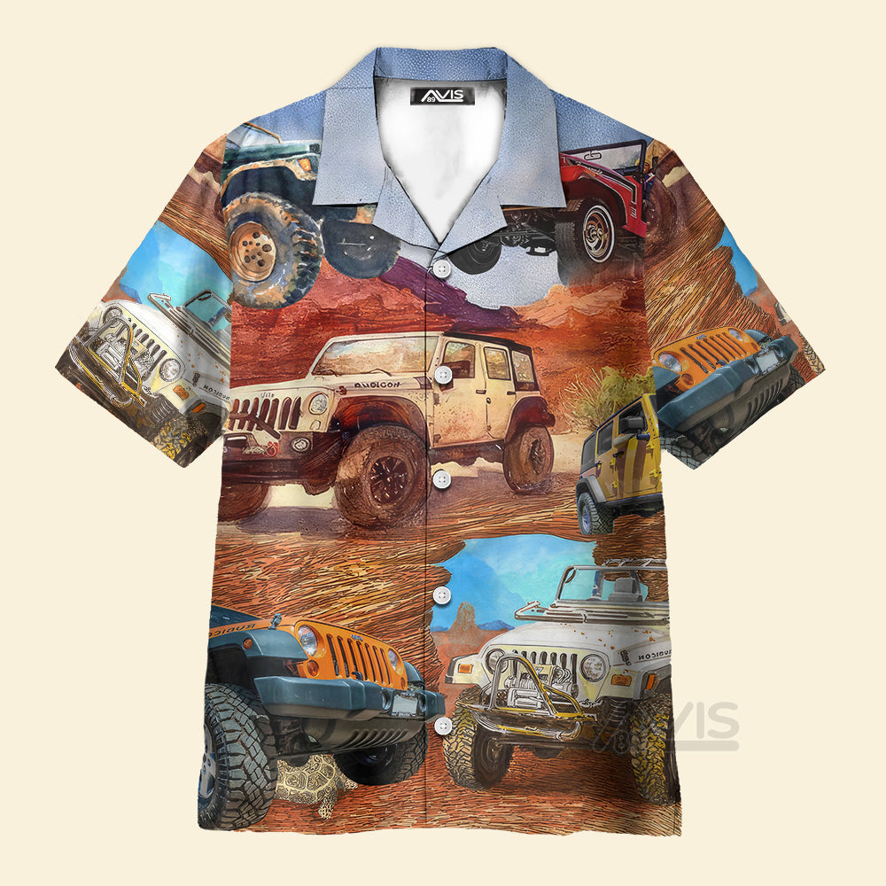 Avis89 Jeep In The Desert Vintage Art Style - Gift For Men And Women - Hawaiian Shirt