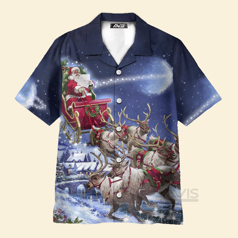 Avis89 Santa Claus With Reindeer On Christmas Day - Hawaiian Shirt