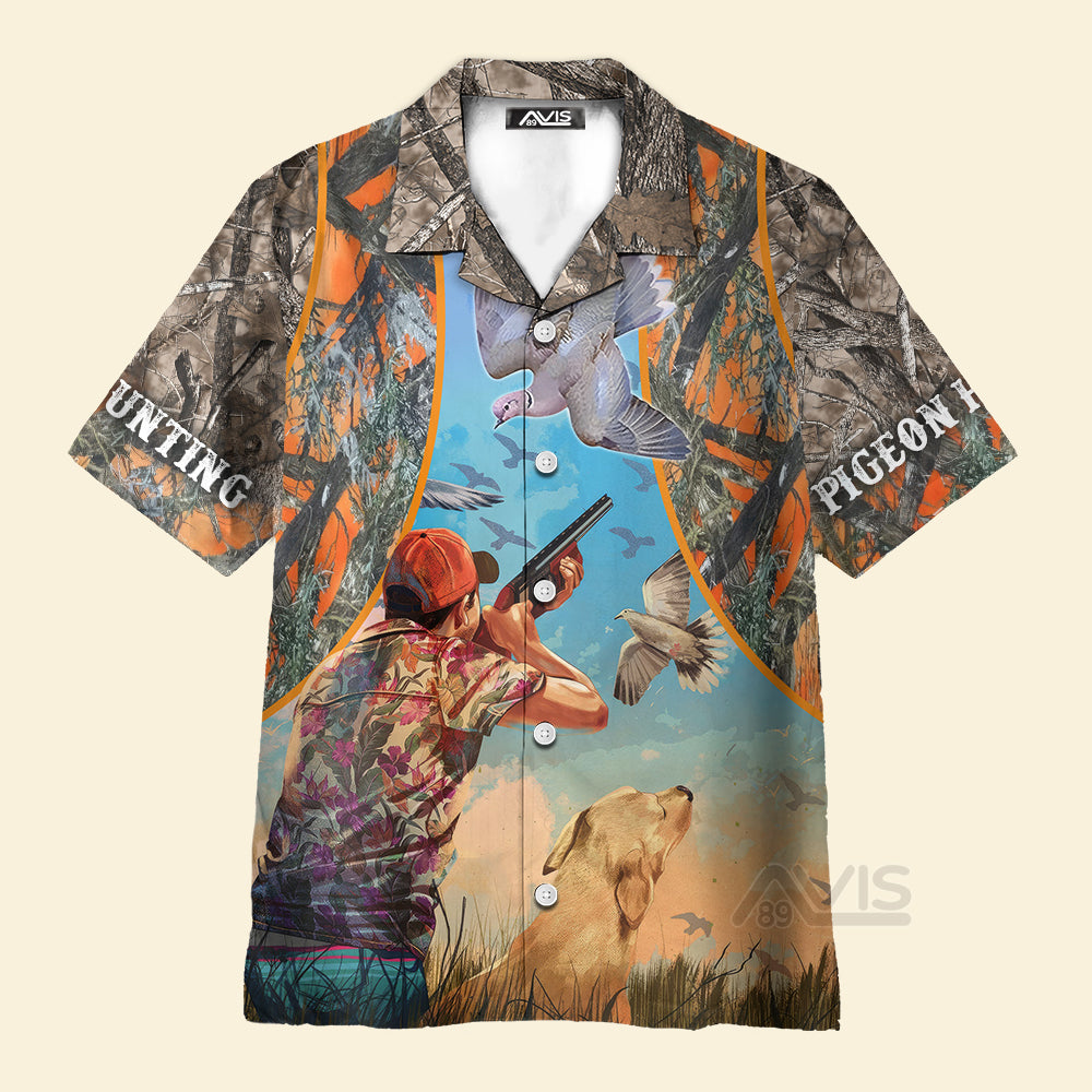 Avis89 Hunting Pigeon Hunting Orange - Gift For Hunting Lovers - Hawaiian Shirt