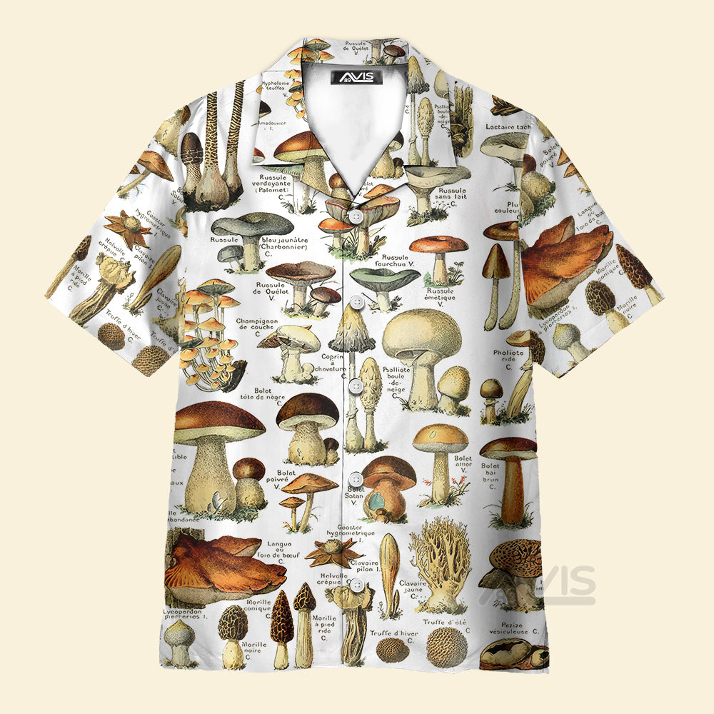 Avis89 Vintage Fungi Types Of Mushroom - For Men And Women - Hawaiian Shirt