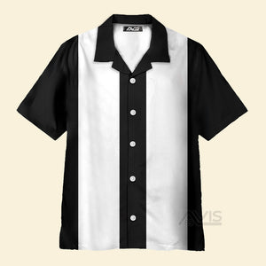 Avis89 50s Bowling Style White Black - Hawaiian Shirt