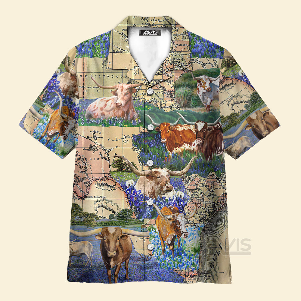 Avis89 Texas Longhorn White And Brown Bulls Unique - Hawaiian Shirt