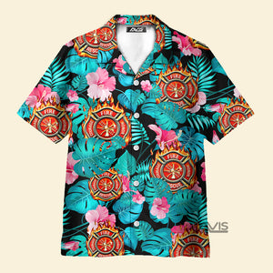 Avis89 Firefighter Hibiscus Flower - For Men And Women - Hawaiian Shirt