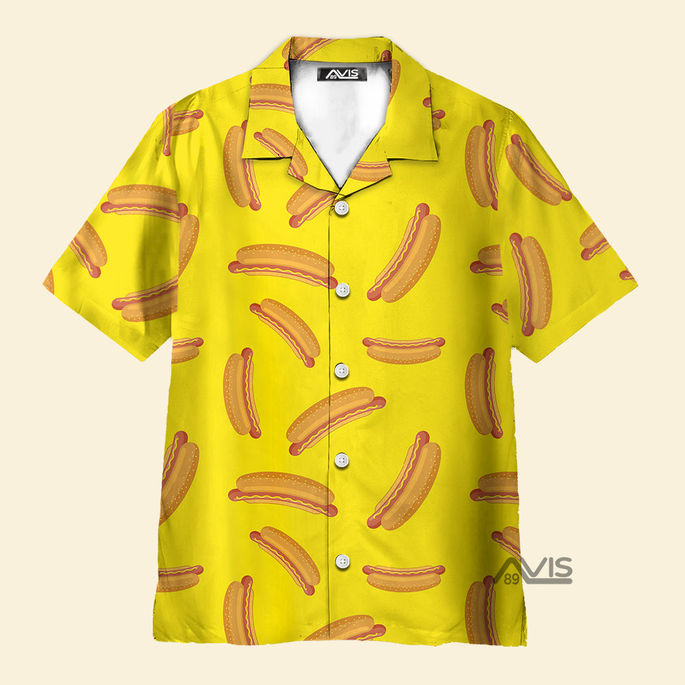 Avis89 Hot Dog On Yellow - Hawaiian Shirt