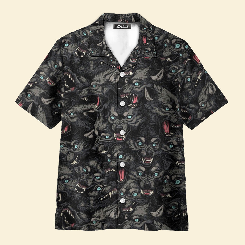 Wolf Pack Pattern Print - Hawaiian Shirt