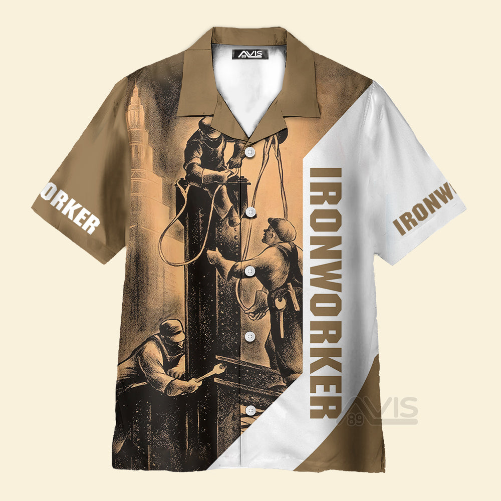 Avis89 Ironworker Brown White - Hawaiian Shirt