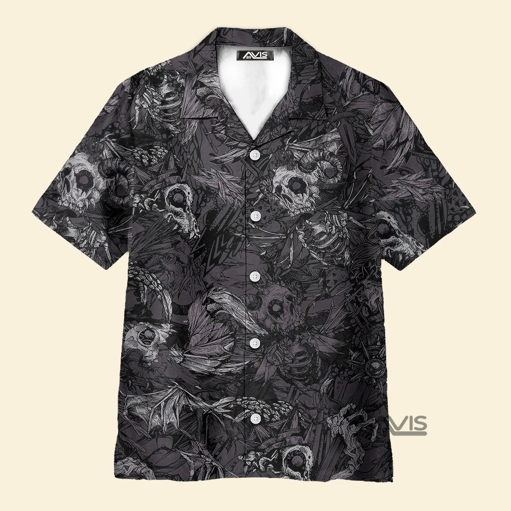 Avis89 Mens Casual Skull Evil - Hawaiian Shirt