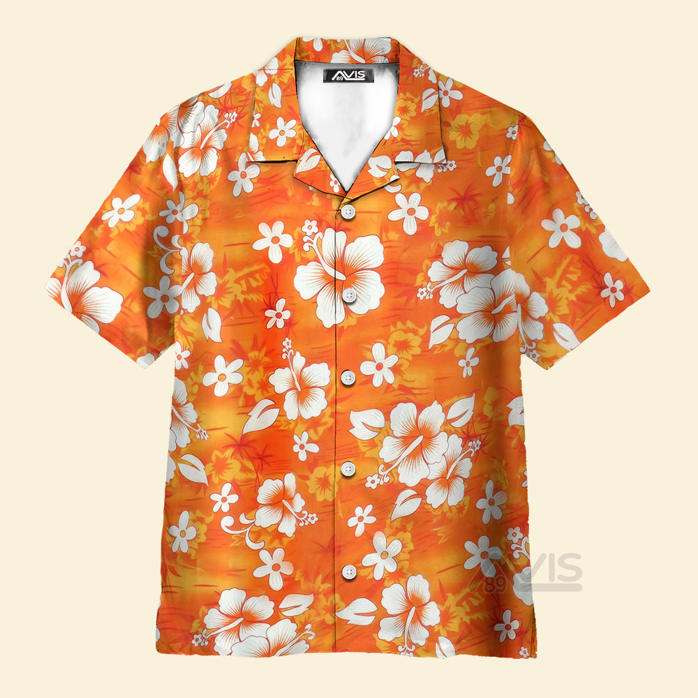 Avis89 Orange Hibiscus Flowers - For Men And Women - Hawaiian Shirt