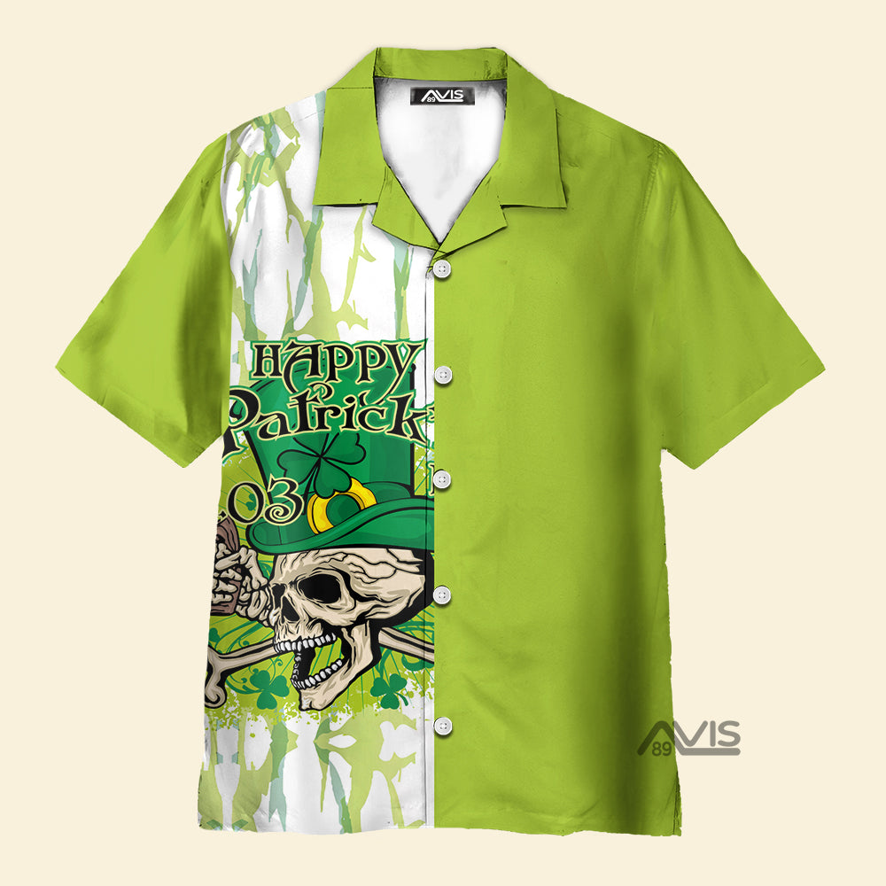 Avis89 St.Patrick's Day Skull Light Green - Hawaiian Shirt