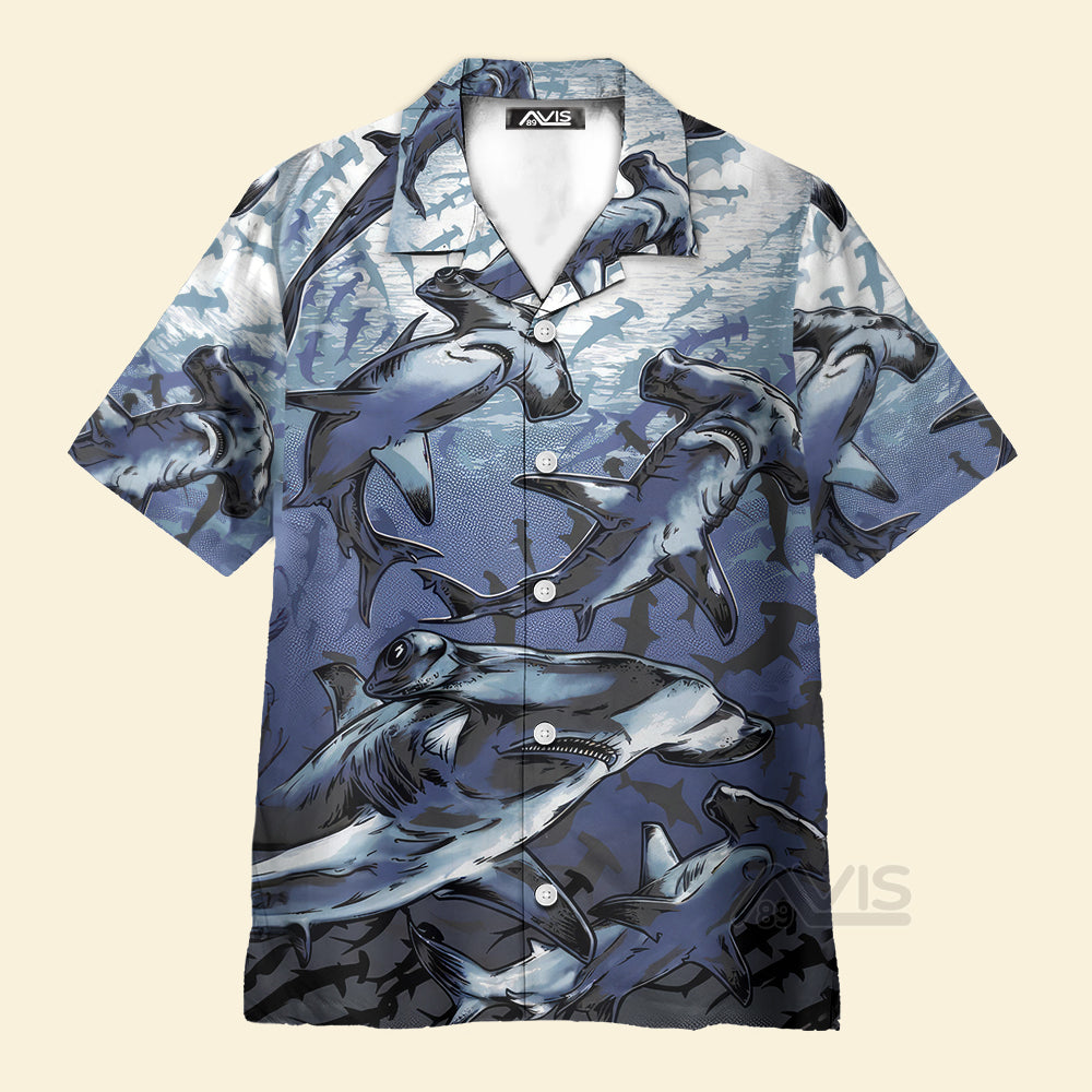 Avis89 Deep Sea Hammerhead Shark Bottom Of The Sea Pattern - Hawaiian Shirt