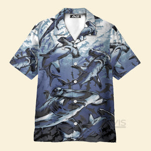 Avis89 Deep Sea Hammerhead Shark Bottom Of The Sea Pattern - Hawaiian Shirt