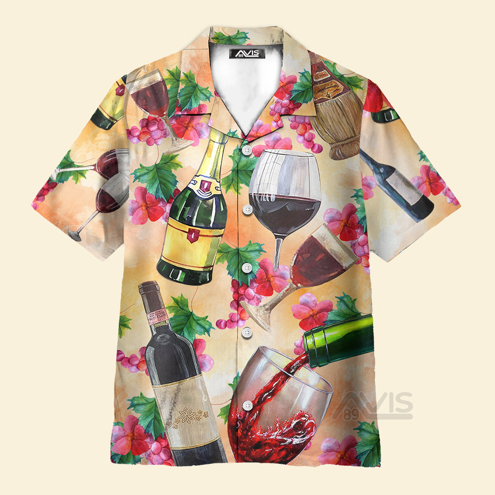 Avis89 Wine Drinking Wine Colorful Style - Hawaiian Shirt