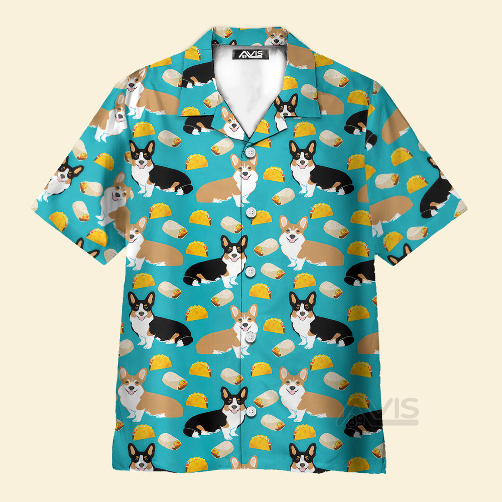 Avis89 Colorful Corgi & Foods - Hawaiian Shirt