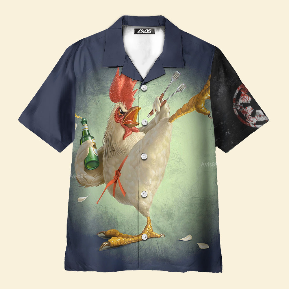 Kungfu Rooster Blue - Hawaiian Shirt