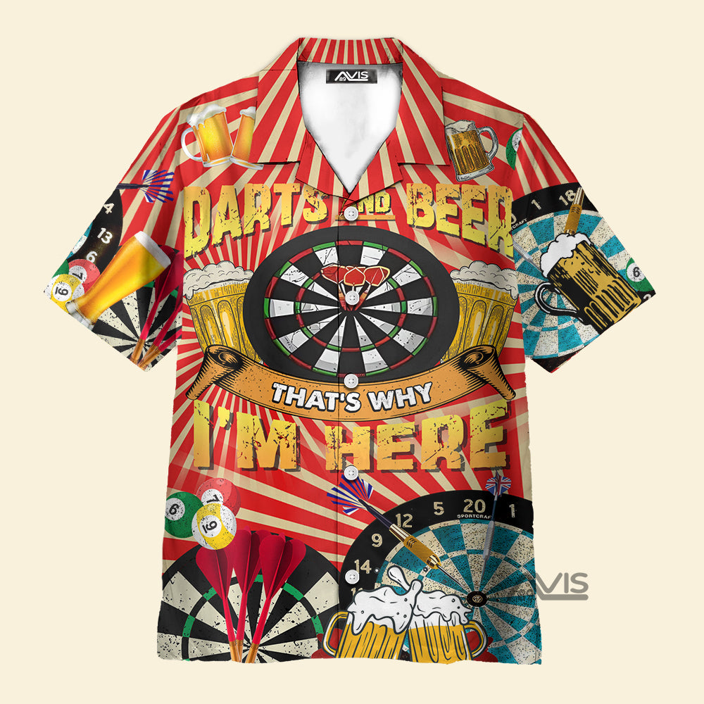 Avis89 Darts And Beer That's Why I'm Here - Hawaiian Shirt