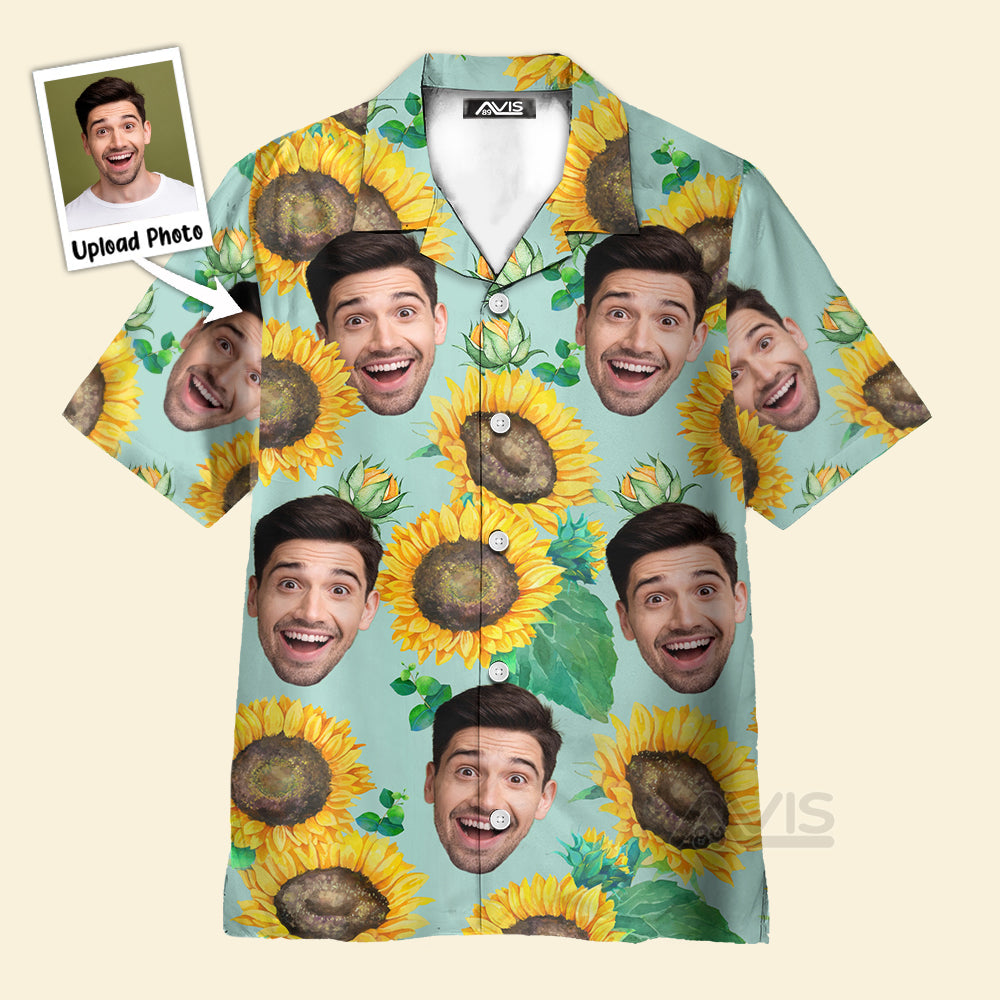 Avis89 Custom Photo Unique Happy Sunflowers Floral Farm 3D - Personalized Hawaiian Shirt