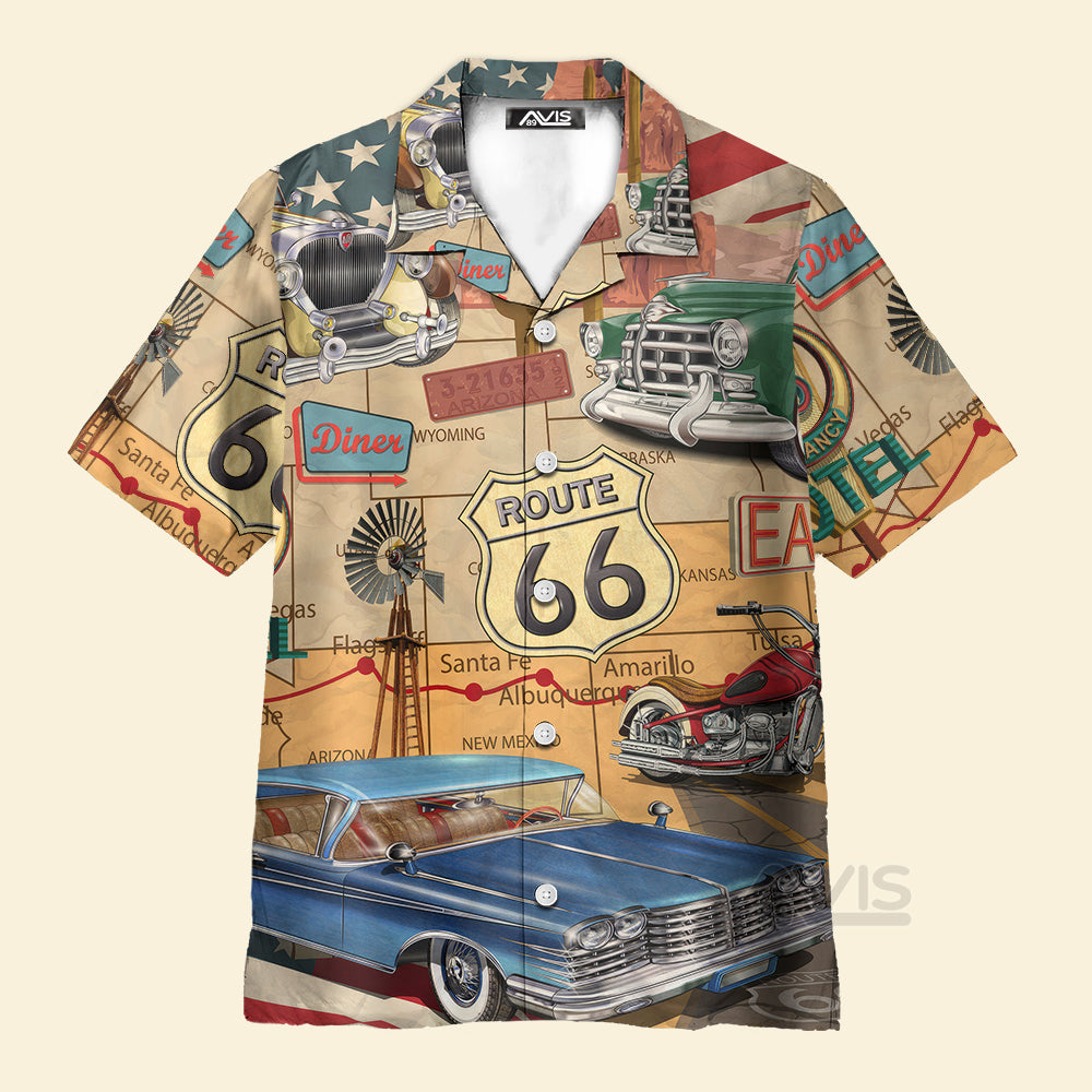 Avis89 Amazing Vintage Muscle Car On Route 66 Vacation - Hawaiian Shirt