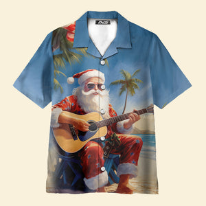 Christmas Vacation Santa Claus Playing Guitar - Hawaiian Shirt