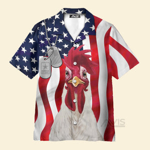 Avis89 Independence Day American Flag Fun Rooster Breast - Hawaiian Shirt