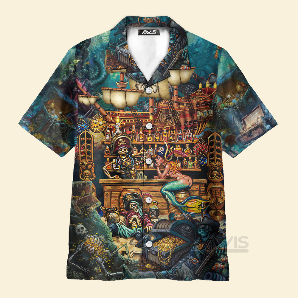 Avis89 Skull Pirate Treasure Night On The Sea Style - Hawaiian Shirt