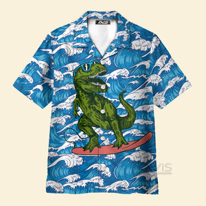 Avis89 Surfing T-Rex Dinosaur - Hawaiian Shirt