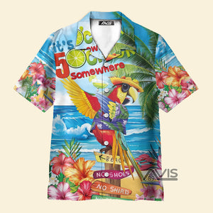 It's 5 O'Clock Somewhere Tropical Parrot Blue - Hawaiian Shirt