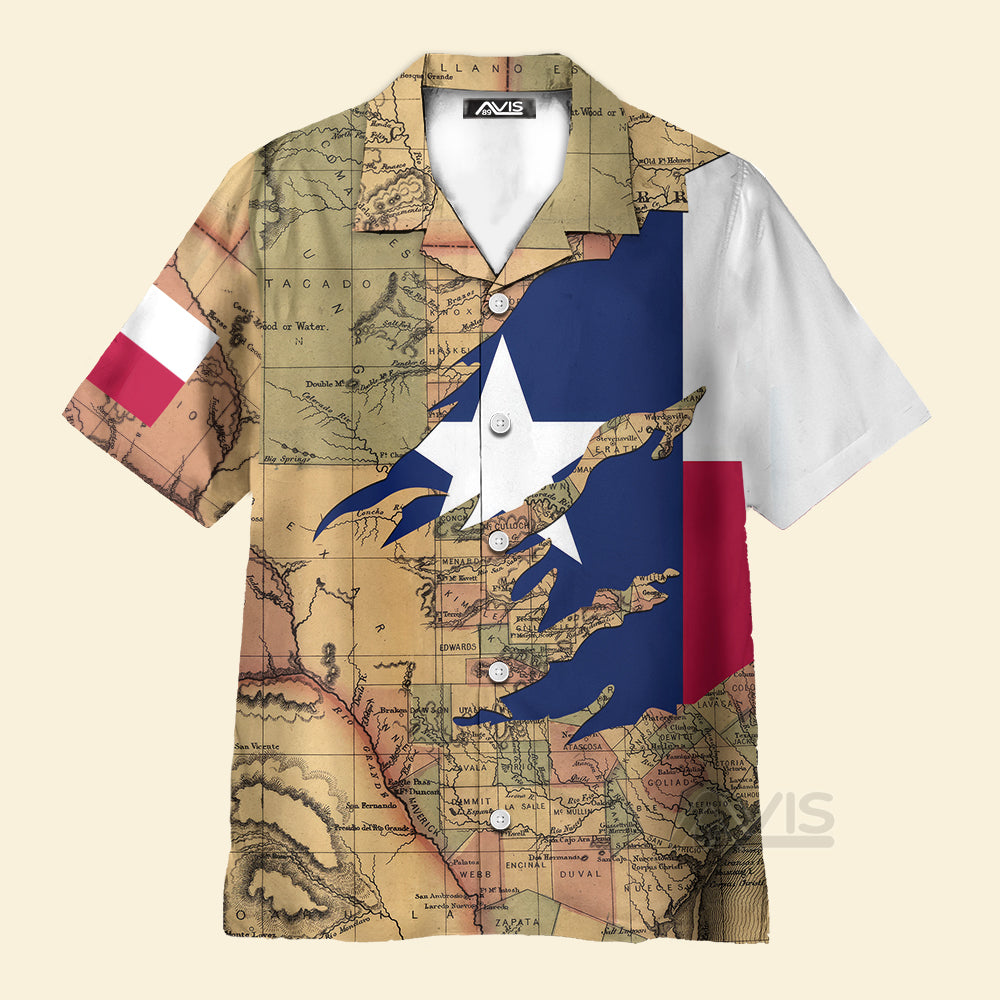 Avis89 Patriotic Texas Flag Proud Map -  Hawaiian Shirt 