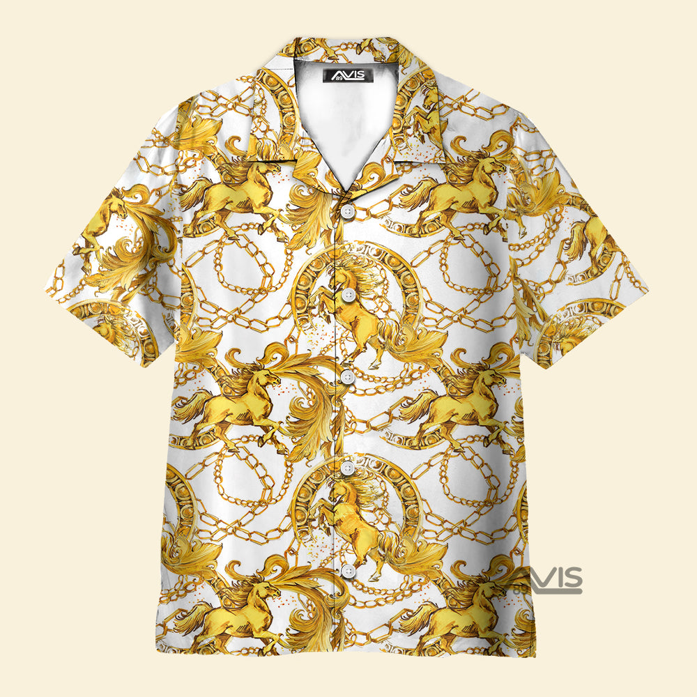 Avis89 Kentucky Derby Golden Horses - Hawaiian Shirt