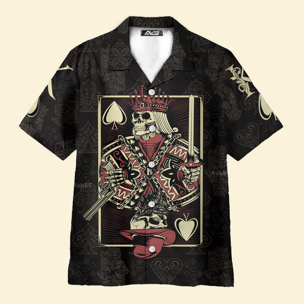 Skull King Of Spades Card - Hawaiian Shirt