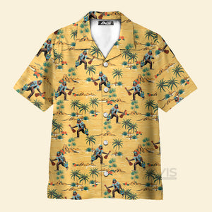 Avis89 Coconut Tree Bigfoot With Guitar Yellow - Hawaiian Shirt