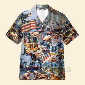 Avis89 Wine Cheers Independence Day - Hawaiian Shirt