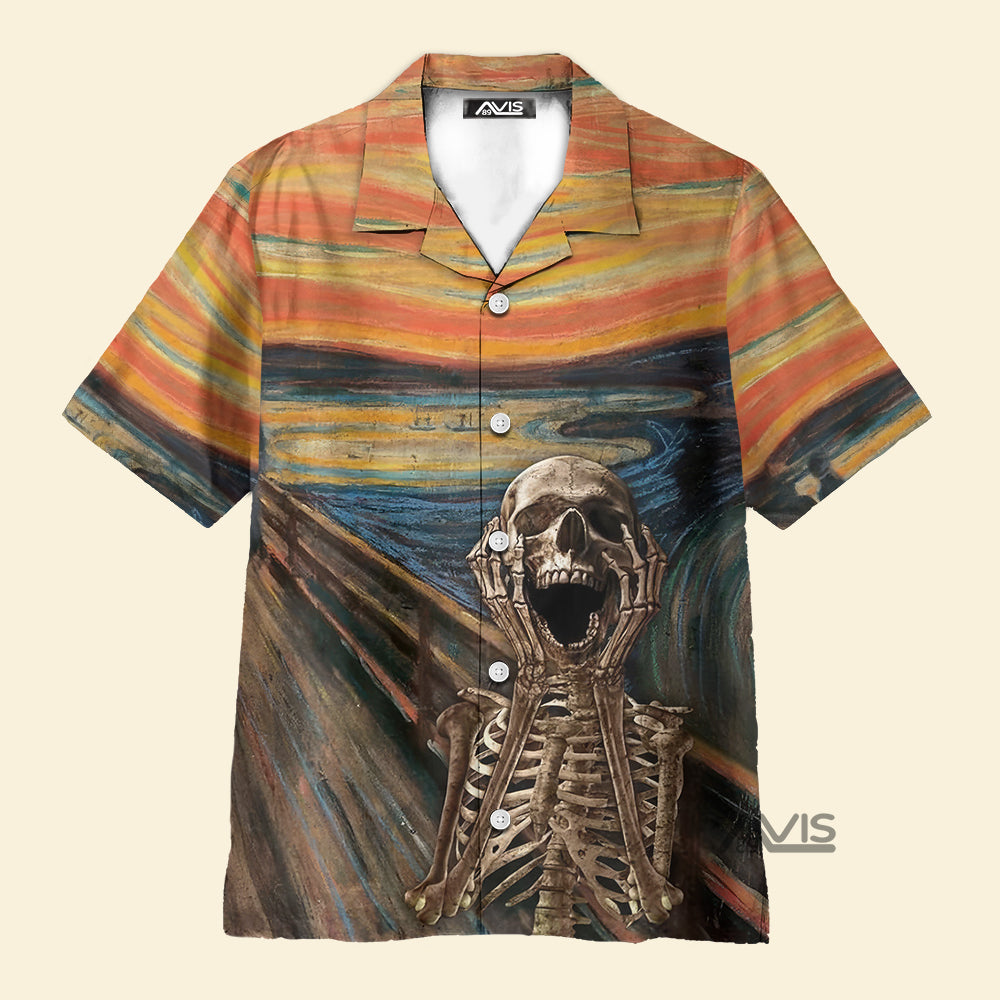 Avis89 Painted Textured Skull - Hawaiian Shirt