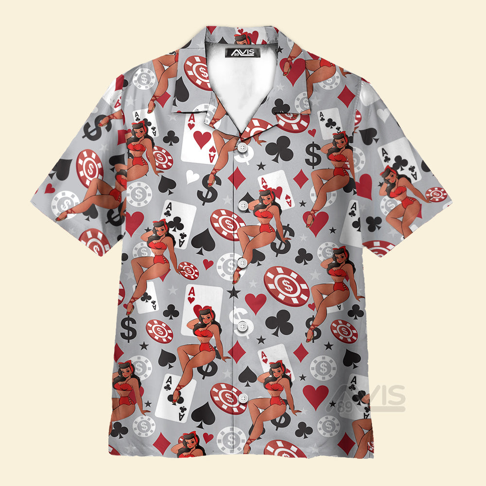 Avis89 Poker Casino Beauty Girl Pattern - Hawaiian Shirt