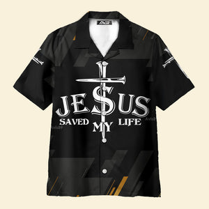 Jesus Saved My Life Black Pattern - Hawaiian Shirt