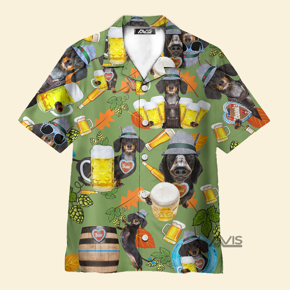 Avis89 Dachshund Drinking Beer - Hawaiian Shirt