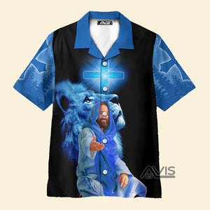 My God Jesus Blue And Black Aloha - Hawaiian Shirt